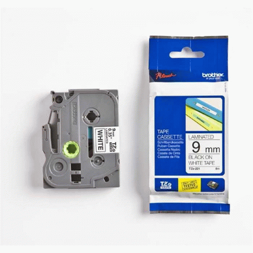 Brother TZ-tape 9mm BEYAZ ÜZERINE SIYAH ESNEK