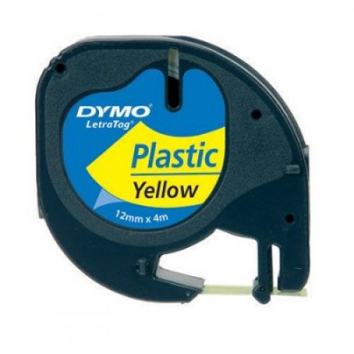 DYMO LetraTag Plastik Şerit ( 12 mm X 4 mt ) , Sarı (59423)
