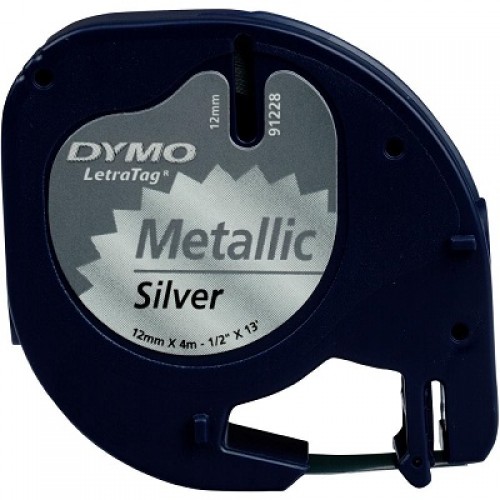 DYMO LetraTag Metalik Şerit ( 12 mm x 4 mt ), Gri (59429)