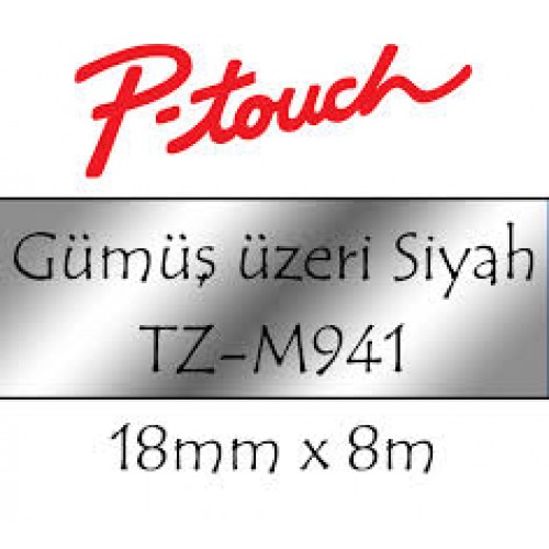 Brother TZ-tape 18mm MAT GÜMÜS ÜZERINE SIYAH LAMINANT