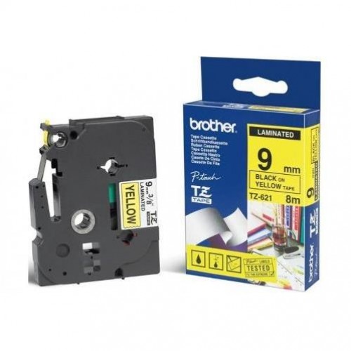 Brother TZ-tape 9mm SARI ÜZERINE SIYAH  ESNEK