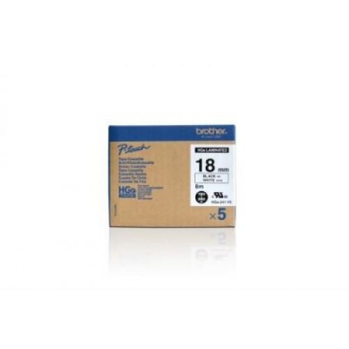 Brother TZ-tape 24mm Beyaz üzerine  siyah  yüksek  kalite 5 Lİ