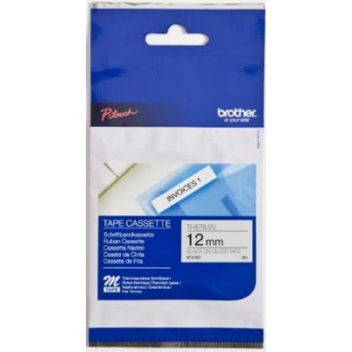 M-tape 12mm GÜMÜS üzerine siyah