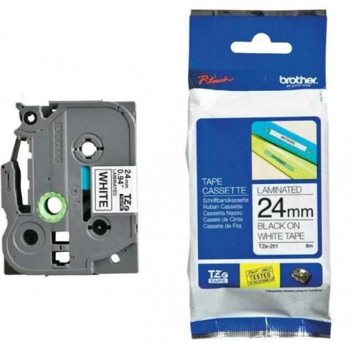Brother TZ-tape 24 mm BEYAZ ÜZERINE SIYAH
