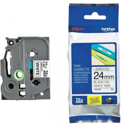 Brother TZ-tape 24 mm SIYAH ÜZERINE BEYAZ