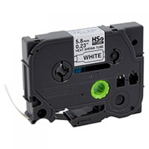 Brother TZ-tape 6 mm Beyaz üzerine  siyah  ısı ile daralan etiket